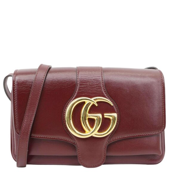 Gucci  Arli Flap Small Vitello Palmellato Lux Leather Crossbody Bag Burgundy - Picture 1 of 15